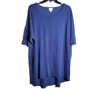 LuLaRoe blue XL blouse shortsleeve tunic top women's long extra large navy